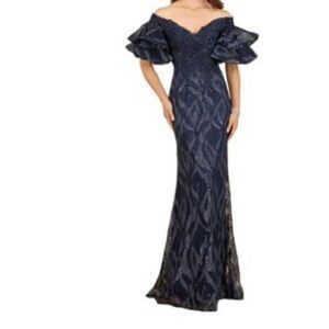 LARA Midnight Blue Off-Shoulder Gown